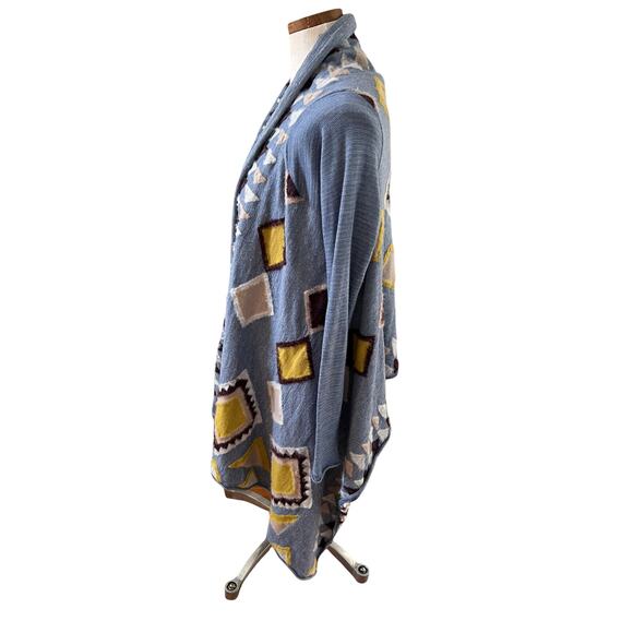 Anthropologie southwest Aztec print asymmetrical cardigan sweater - Picture 3 of 8